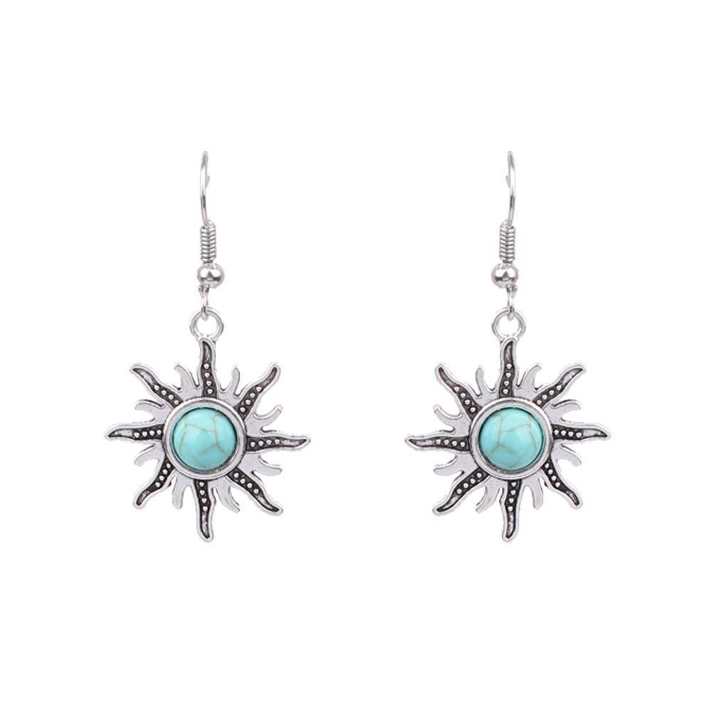 Wholesale Turquoise Bohemian Tassel Geometric Alloy Vintage Earrings